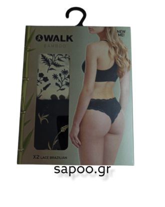 WALK Brazilian brief BAMBOO με δαντέλα και σχέδιο ΔΥΑΔΑ W2014-56