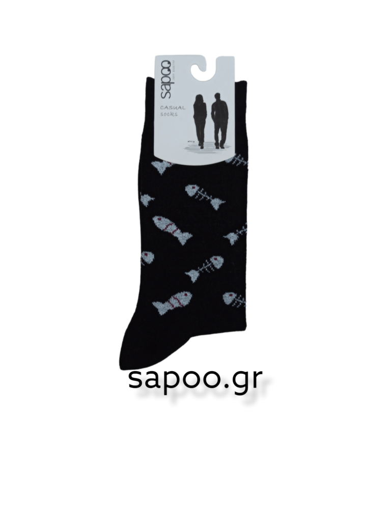 Βαμβακερές κάλτσες σχέδια ανδρικές sapoo casual socks 1071 μαύρο