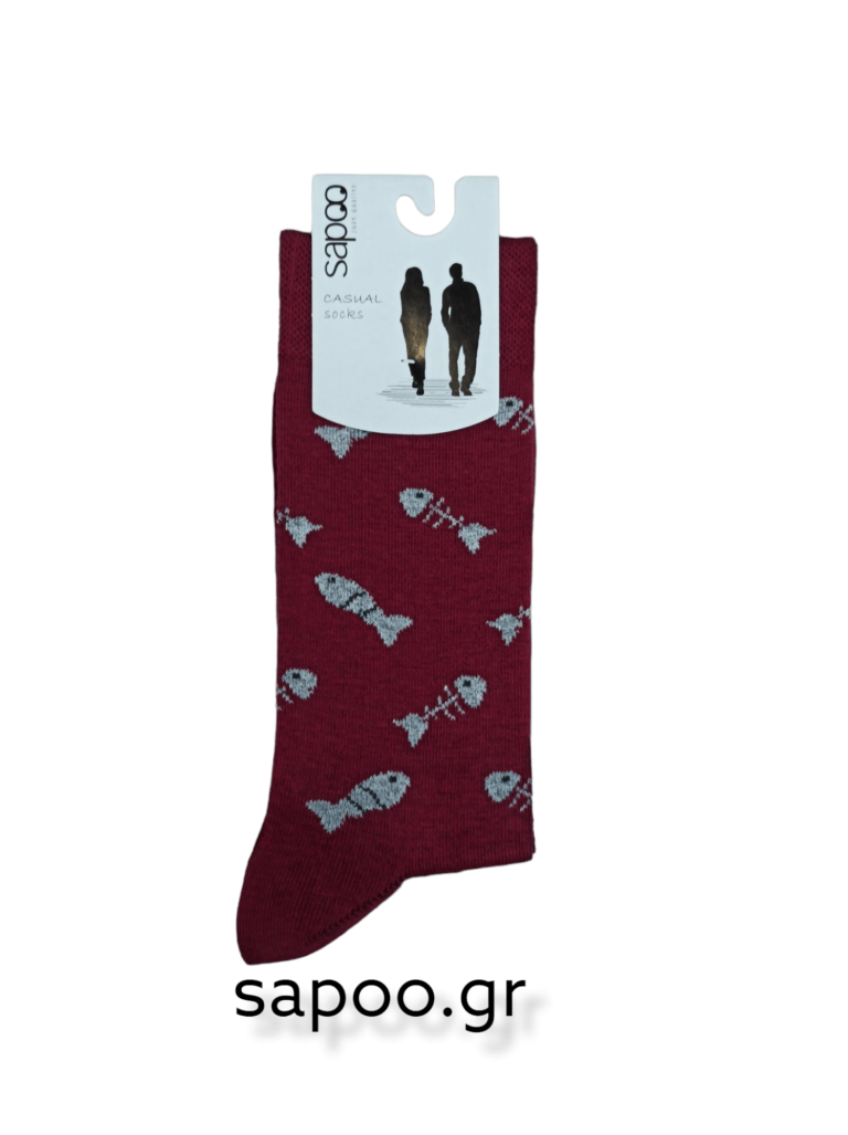 Βαμβακερές κάλτσες σχέδια ανδρικές sapoo casual socks 1071 μπορντώ