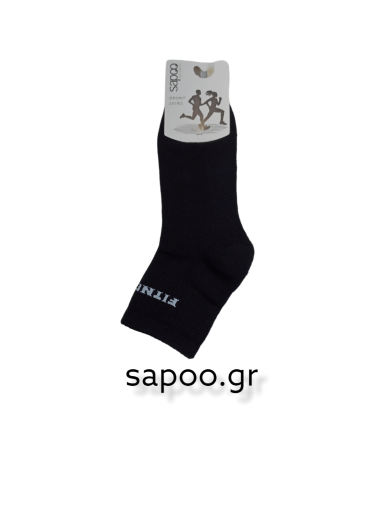 Βαμβακερές αθλητικές κάλτσες sapoo sport socks FITNESS ημίκοντες στο 1/4 της γάμπας 4188 μαύρο