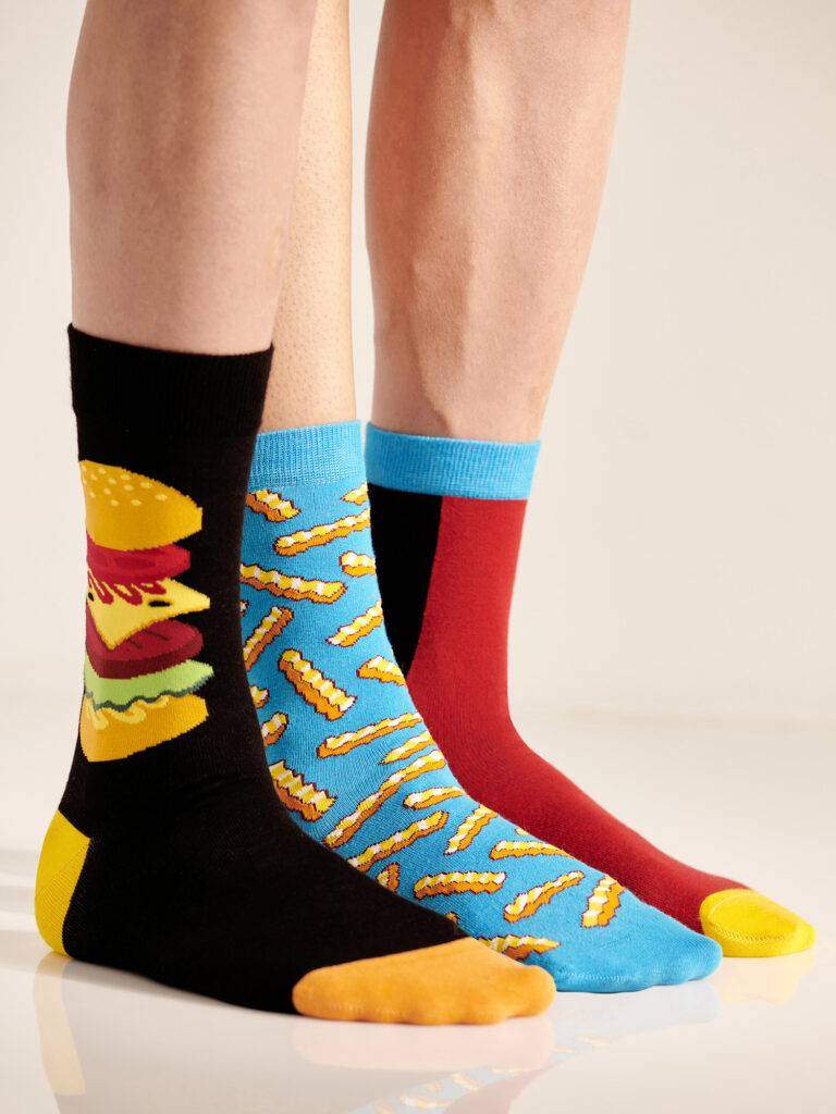 Κάλτσες σχέδιο Walk. Βαμβακερές unisex κάλτσες burger socks BS-1 multicolor