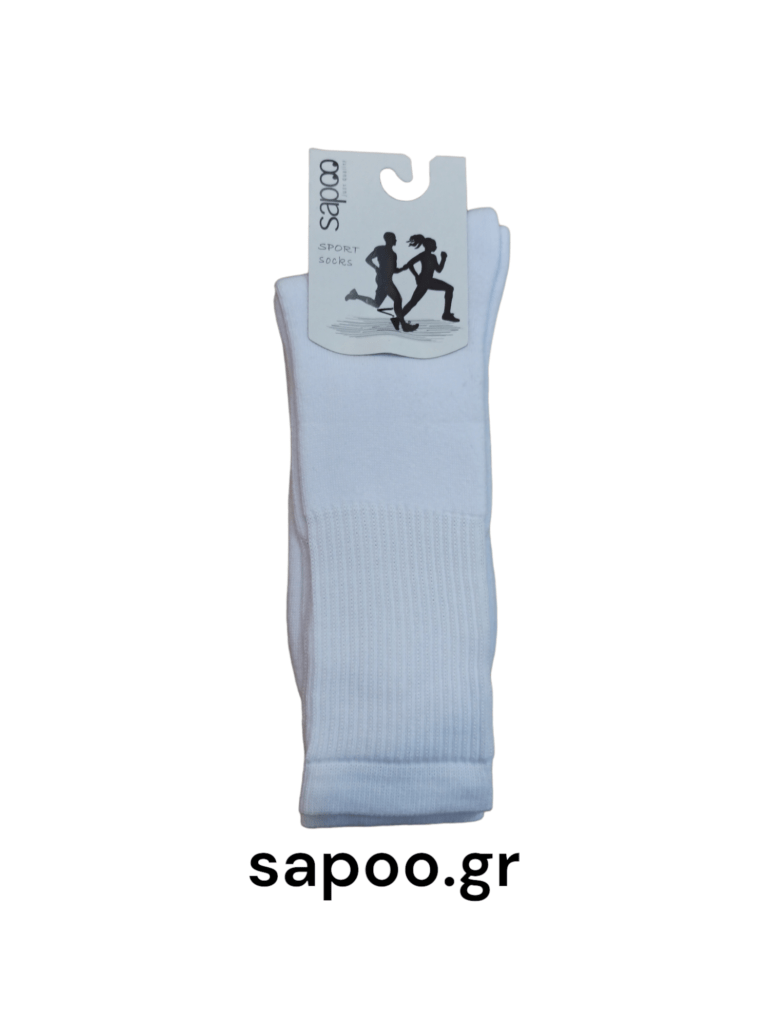 Βαμβακερές αθλητικές κάλτσες χωρίς ραφή sapoo sport socks athletic pro 475 λευκό