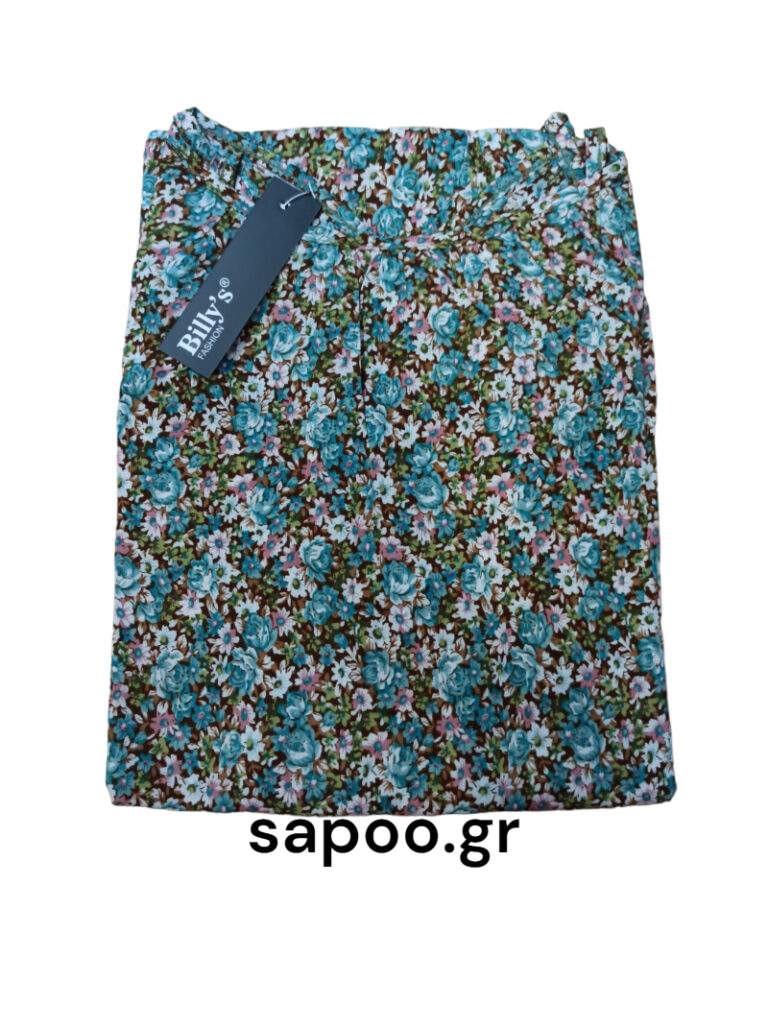 Βαμβακερό φόρεμα ραντάκι MIDI εμπριμέ Billysfashion 23007 multicolor1