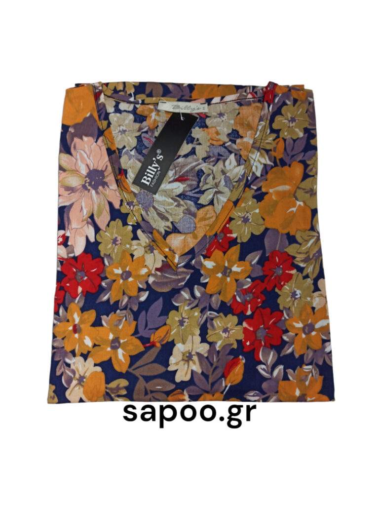 Φόρεμα βαμβακερό ζαπονέ εμπριμέ Billysfashion 23022 multicolor2