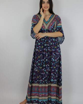 Βαμβακερό φόρεμα MAXI εμπριμέ Billysfashion 23036 multicolor1