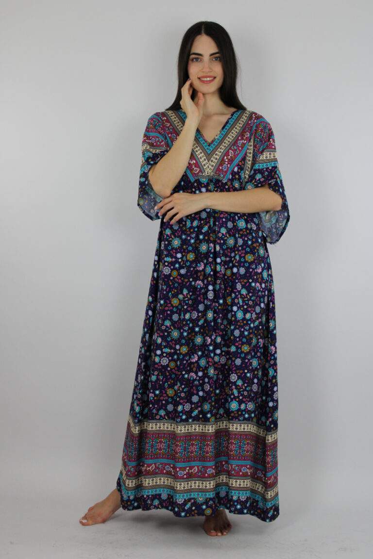 Βαμβακερό φόρεμα MAXI εμπριμέ Billysfashion 23036 multicolor1