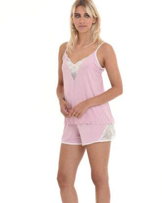 Primavera Baby Doll με δαντέλα. Πυτζάμα ραντάκι σετ E154 σάπιο μήλο