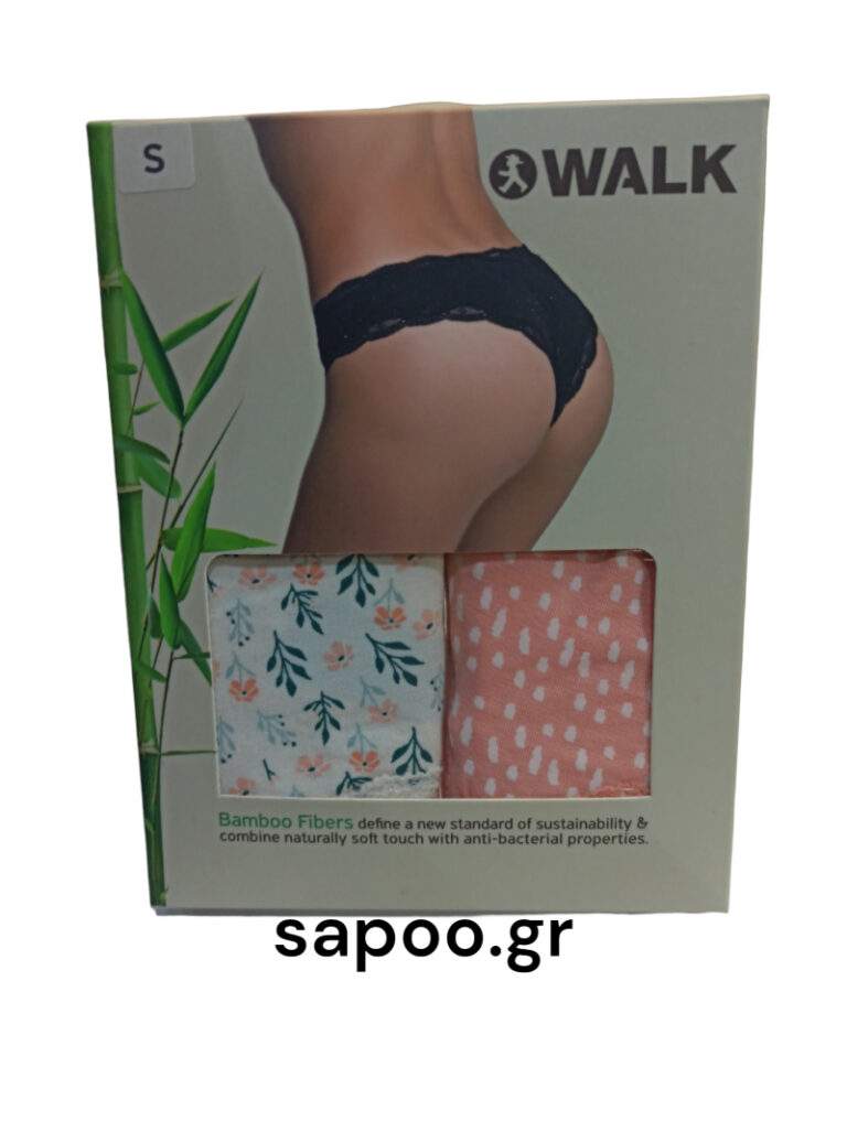 Εσώρουχα WALK Brazilian brief BAMBOO με δαντέλα και σχέδιο ΔΥΑΔΑ W2014-58