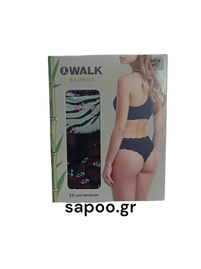 Εσώρουχα WALK Brazilian brief BAMBOO με δαντέλα και σχέδιο ΔΥΑΔΑ W2014-59