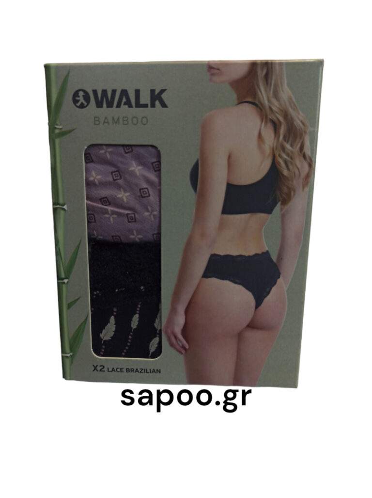 Εσώρουχα WALK Brazilian brief BAMBOO με δαντέλα και σχέδιο ΔΥΑΔΑ W2014-60