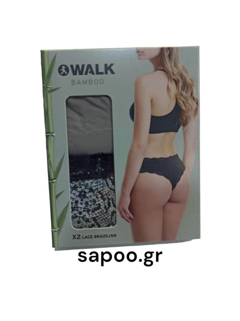 Εσώρουχα WALK Brazilian brief BAMBOO με δαντέλα και σχέδιο ΔΥΑΔΑ W2014-61