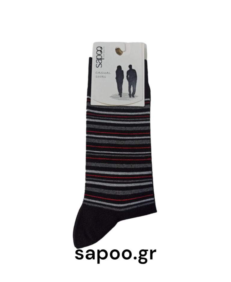 Βαμβακερές κάλτσες σχέδια ριγέ ανδρικές sapoo casual socks fashion 1433 μαύρο