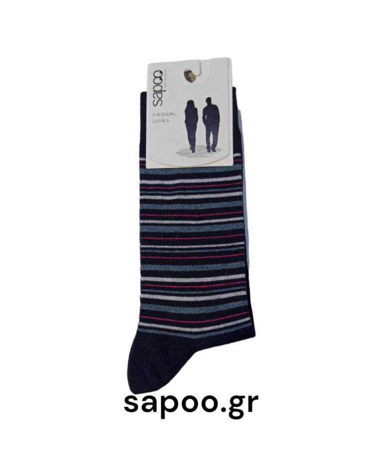 Βαμβακερές κάλτσες σχέδια ριγέ ανδρικές sapoo casual socks fashion 1433 μπλε