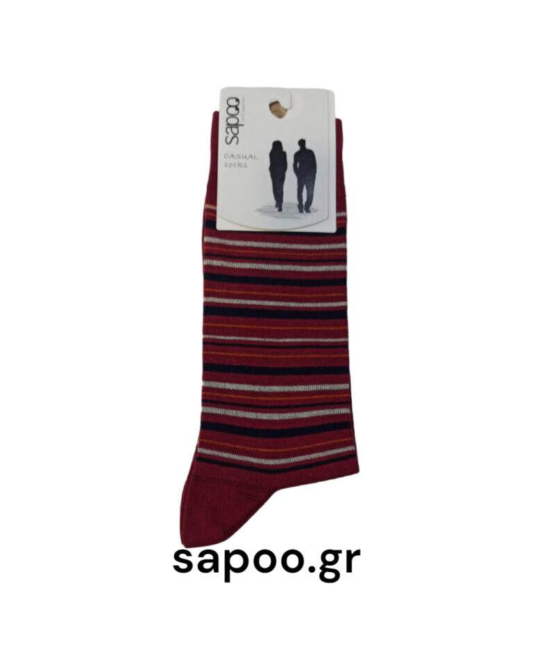 Βαμβακερές κάλτσες σχέδια ριγέ ανδρικές sapoo casual socks fashion 1433 γκρενά