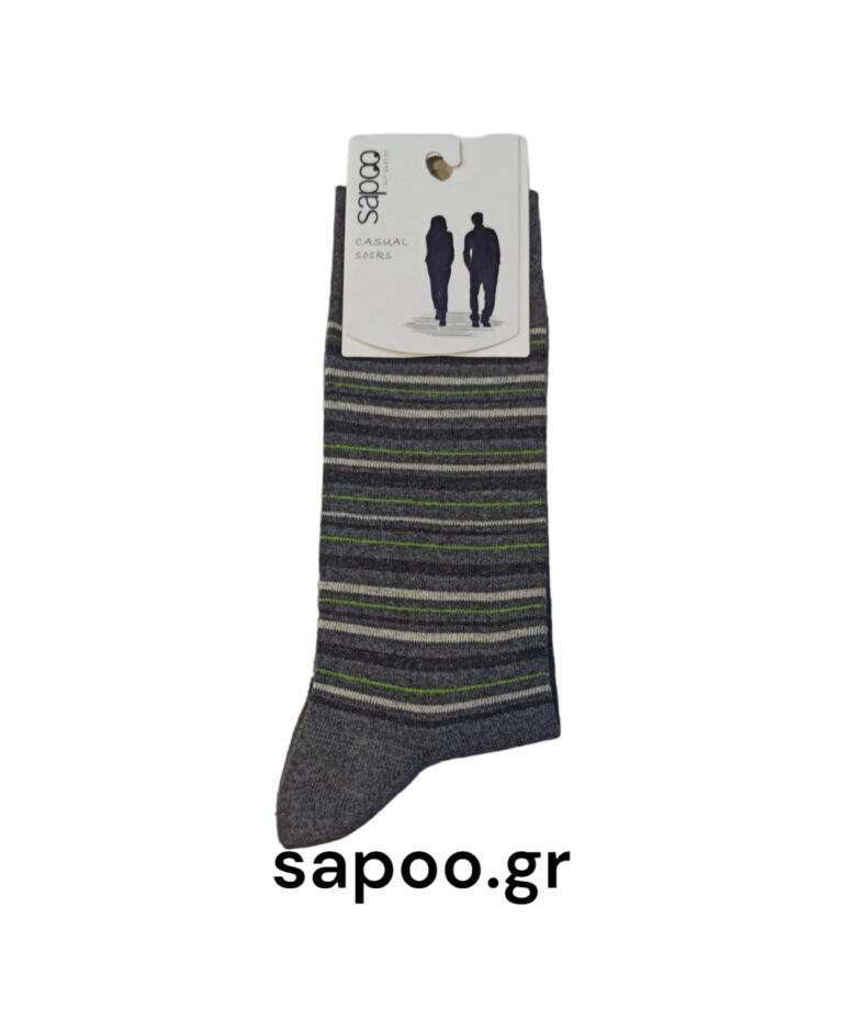 Βαμβακερές κάλτσες σχέδια ριγέ ανδρικές sapoo casual socks fashion 1433 γκρι