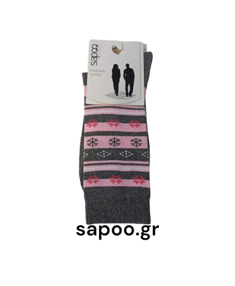 Βαμβακερές γυναικείες κάλτσες με σχέδιο ETHNIC sapoo socks 4430 γκρι