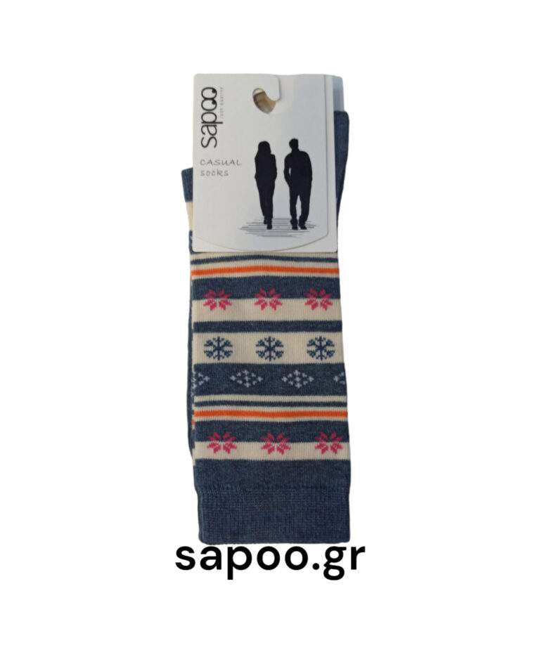 Βαμβακερές γυναικείες κάλτσες με σχέδιο ETHNIC sapoo socks 4430 τζιν