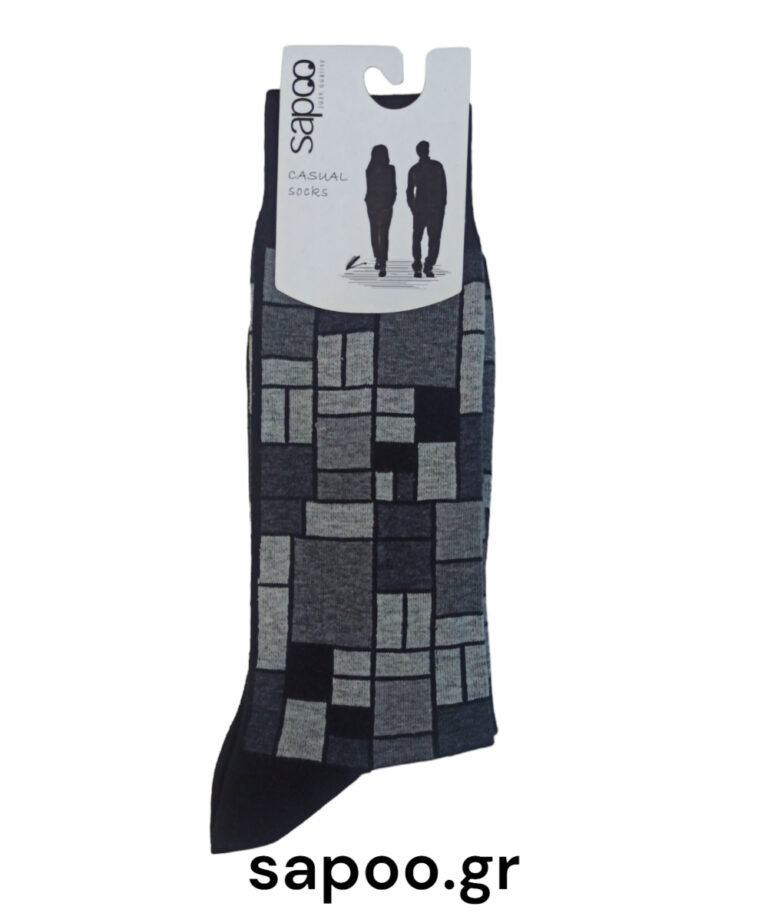 Βαμβακερές κάλτσες σχέδια ανδρικές sapoo casual socks fashion 40122 μαύρο