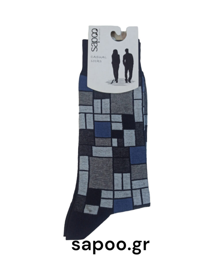 Βαμβακερές κάλτσες σχέδια ανδρικές sapoo casual socks fashion 40122 μπλε