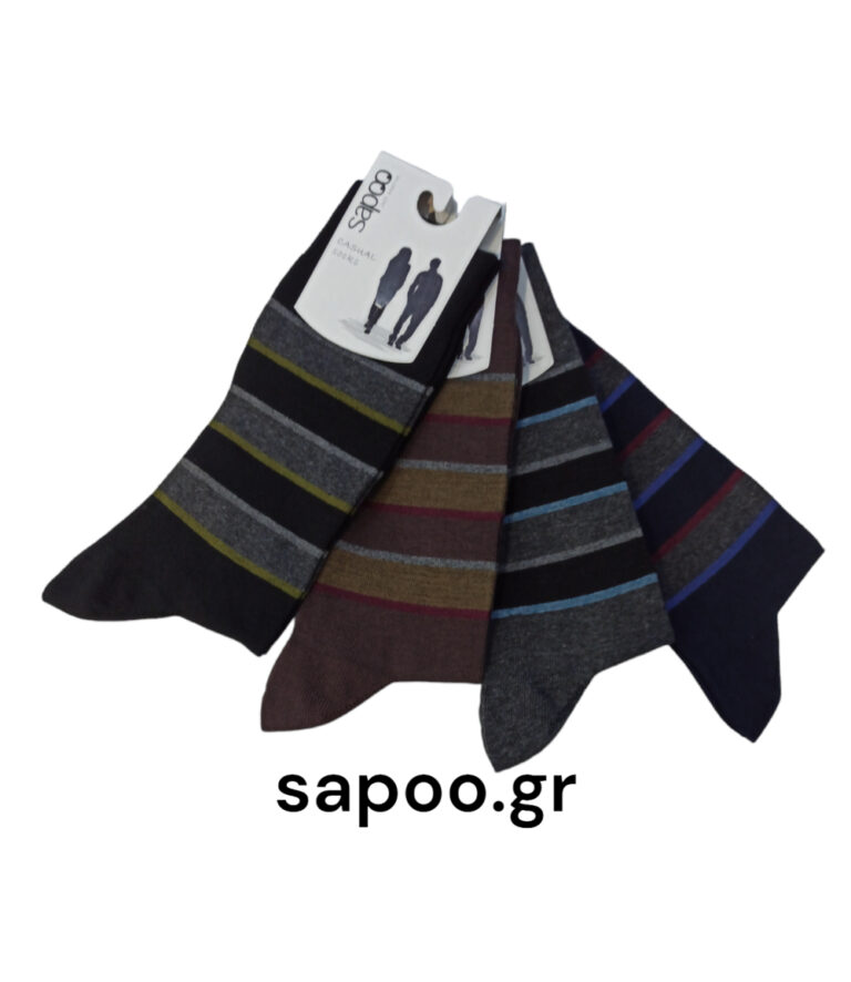 Βαμβακερές κάλτσες ριγέ σχέδια ανδρικές sapoo casual socks 1037