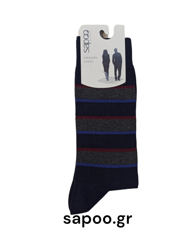 Βαμβακερές κάλτσες ριγέ σχέδια ανδρικές sapoo casual socks 1037 μπλε