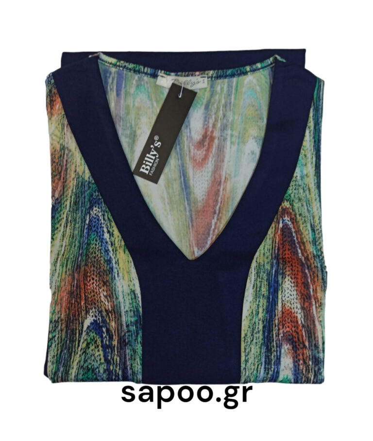 Φόρεμα αμάνικο βισκόζ με διχρωμία Billysfashion 24010 multicolor2