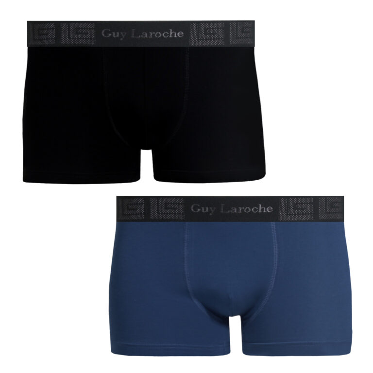 Guy Laroche BOXER ΔΥΑΔΑ βαμβακερό με εξωτερικό λάστιχο 58107 μαύρο-τζιν