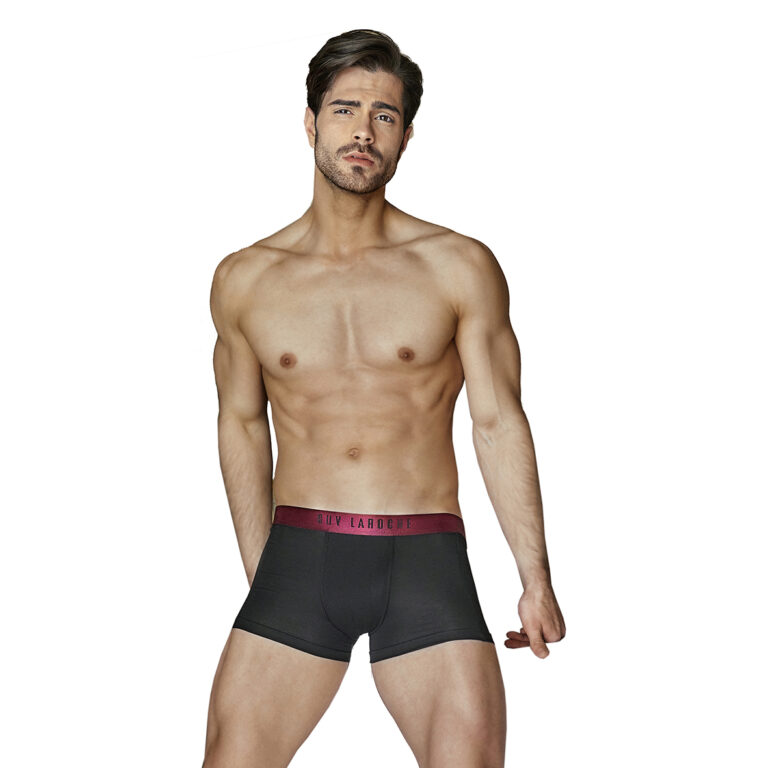 Guy Laroche BOXER ΔΥΑΔΑ βαμβακερό με εξωτερικό λάστιχο 58104 μαύρο-μπορντό