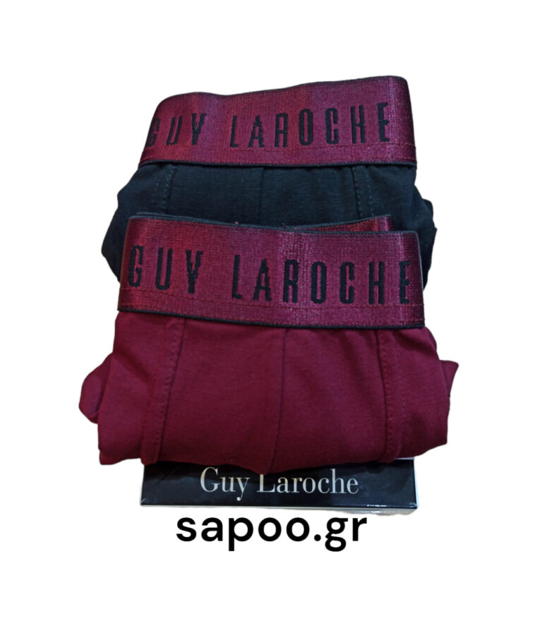 Guy Laroche BOXER ΔΥΑΔΑ βαμβακερό με εξωτερικό λάστιχο 58104 μαύρο-μπορντό