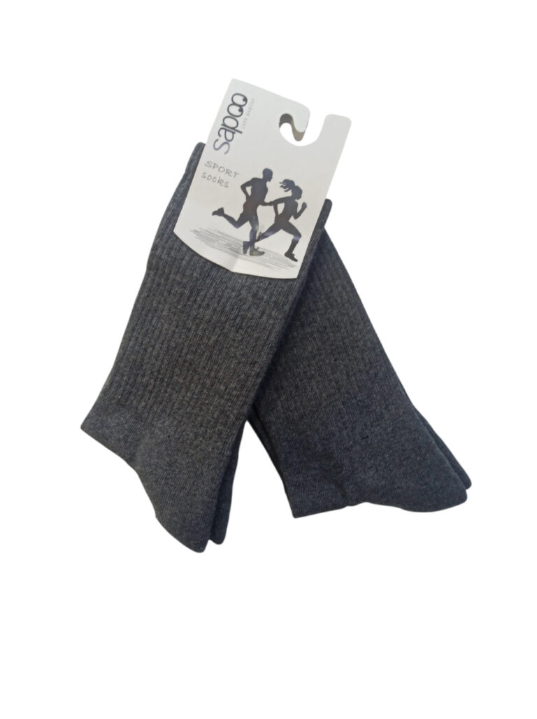 Βαμβακερές αθλητικές κάλτσες ΔΥΑΔΑ sapoo sport socks με πετσετέ πλέξη στο πέλμα 4490x2 ανθρακί