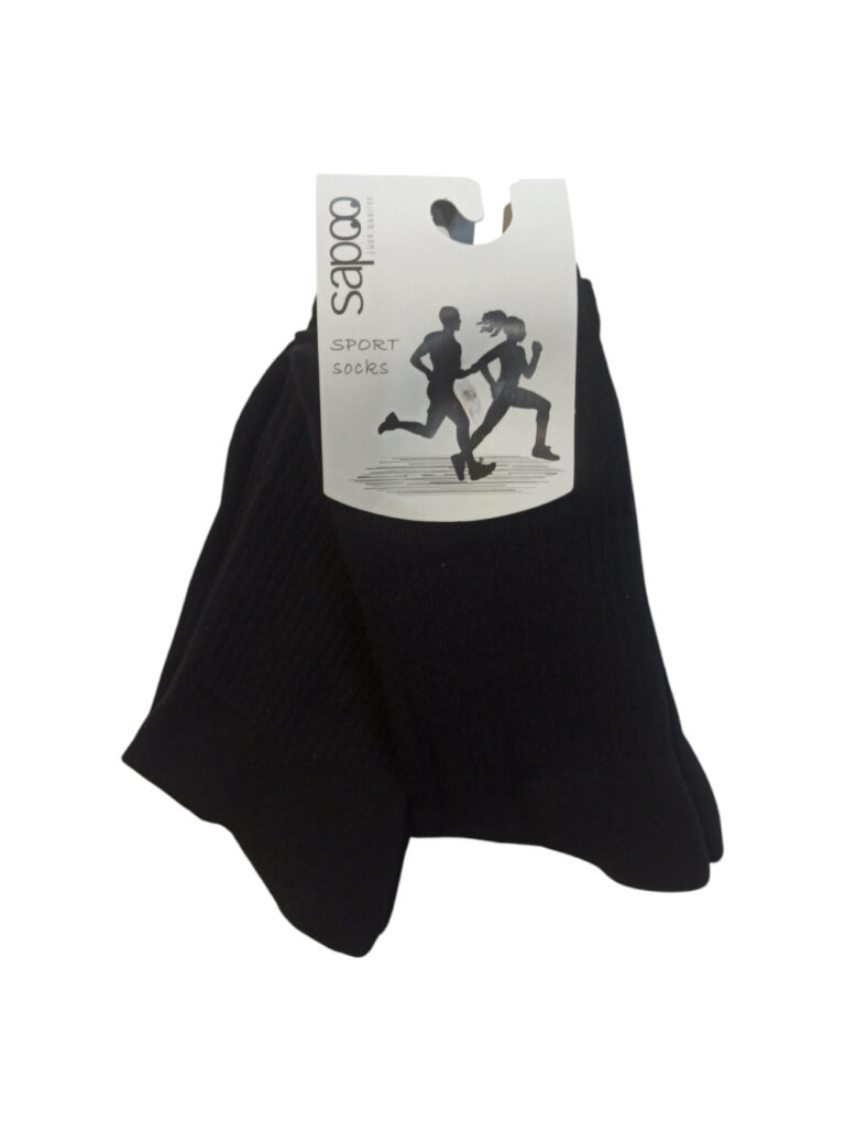 Βαμβακερές αθλητικές κάλτσες ΔΥΑΔΑ sapoo sport socks με πετσετέ πλέξη στο πέλμα 4490x2 μαύρο