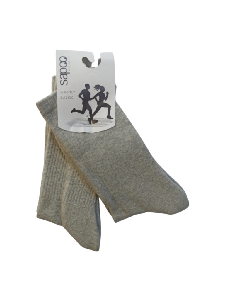 Βαμβακερές αθλητικές κάλτσες ΔΥΑΔΑ sapoo sport socks με πετσετέ πλέξη στο πέλμα 4490x2 γκρι