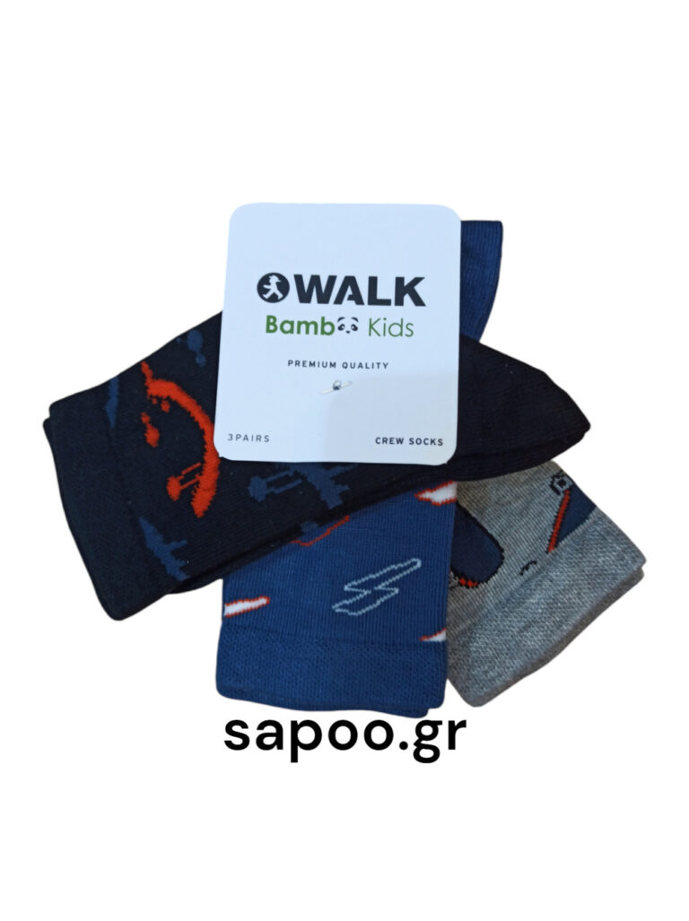 Παιδικές κάλτσες BAMBOO με σχέδια για αγόρι 3 ζεύγη WALK W1814-4