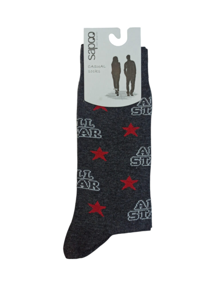 Βαμβακερές κάλτσες σχέδια ανδρικές sapoo casual socks fashion 1443 ανθρακί