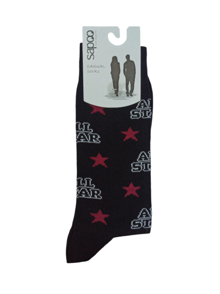 Βαμβακερές κάλτσες σχέδια ανδρικές sapoo casual socks fashion 1443 μαύρο