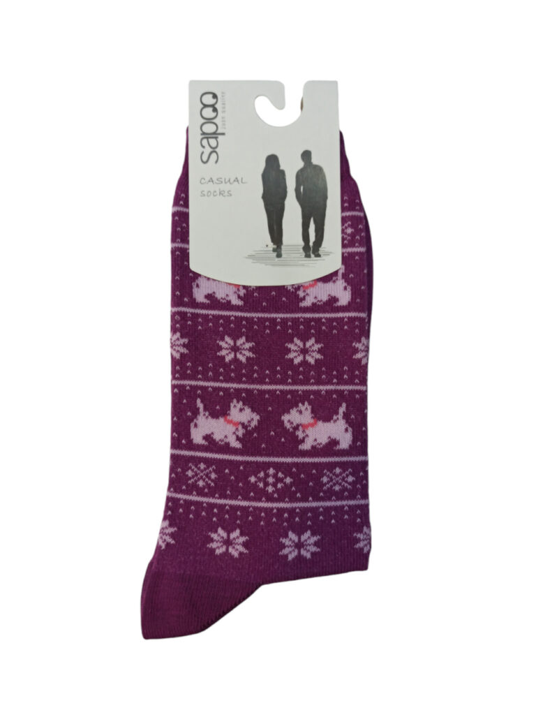 Βαμβακερές γυναικείες κάλτσες με σχέδιο sapoo socks 4440 μοβ