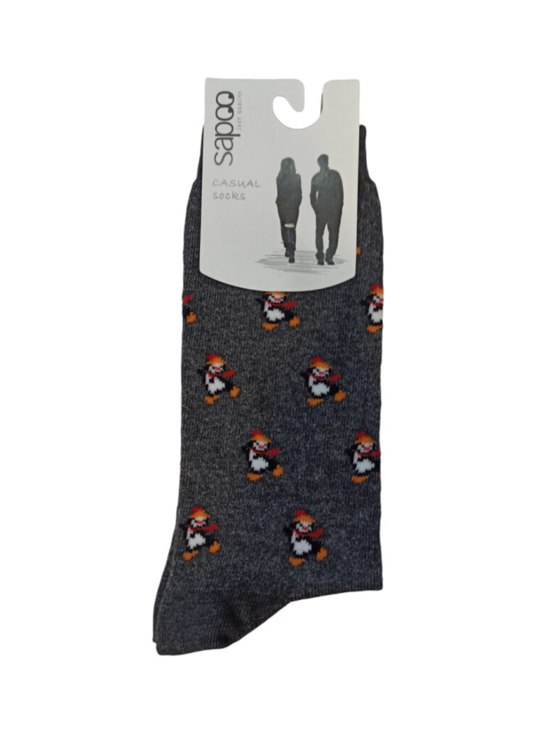 Βαμβακερές γυναικείες κάλτσες με σχέδιο sapoo socks 4441 ανθρακί