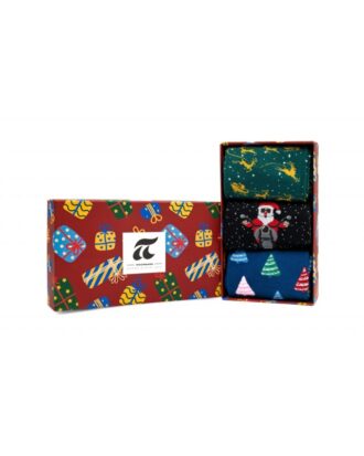 Χριστουγεννιάτικες κάλτσες ΠΟΥΡΝΑΡΑ βαμβακερές ως τη μέση της γάμπας. 3 ζεύγη σε μοναδικό Gift Box. ΠΟΥΡΝΑΡΑ 4251