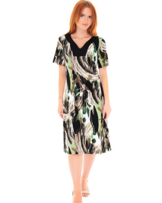 Φόρεμα κοντομάνικο βισκόζ δίχρωμο Billysfashion 25038