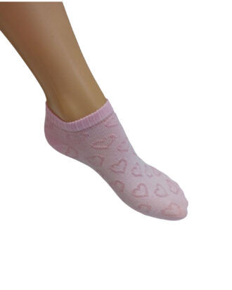 Γυναικείες κοφτές κάλτσες βαμβακερές με ανάγλυφο σχέδιο καρδούλες sapoo 4154 ροζ