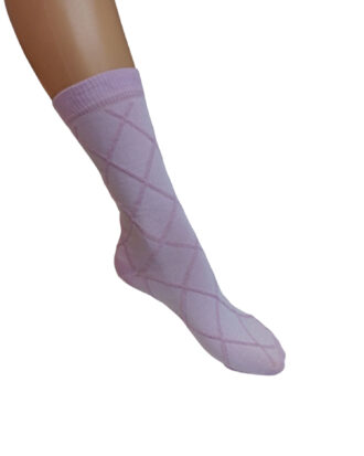 Βαμβακερές γυναικείες κάλτσες ως τη μέση της γάμπας με ανάγλυφο σχέδιο ρόμβος sapoo 4540 λιλά