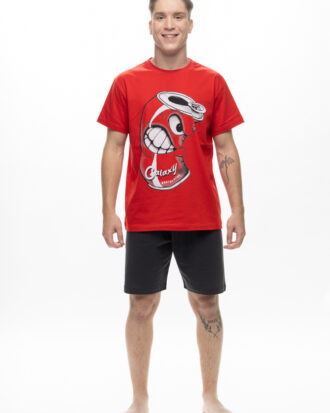 Πυτζάμα εφηβική κοντομάνικη για αγόρι 100% βαμβάκι GALAXY 322-25 κόκκινο