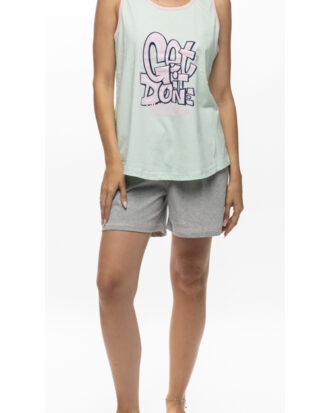 Βαμβακερή πυτζάμα κορίτσι εφηβική καλοκαιρινή χωρίς μανίκι 100% βαμβάκι GALAXY 329-25