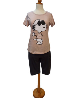 Γυναικεία πυτζάμα βαμβακερή GALAXY κοντό μανίκι βερμούδα 608-25