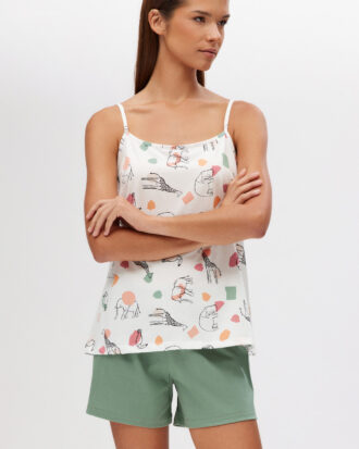 Πυτζάμα ραντάκι MINERVA γυναικεία. Baby doll βαμβακερό 53144