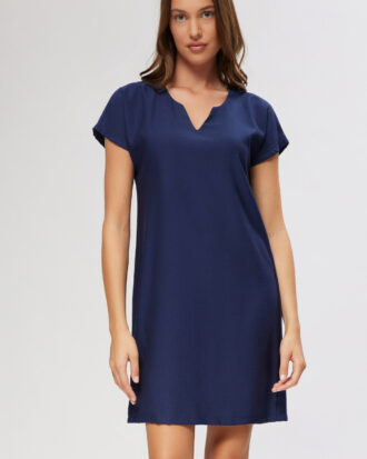 Γυναικείο κοντομάνικο φόρεμα ζαπονέ MINERVA 53193 μαρίν