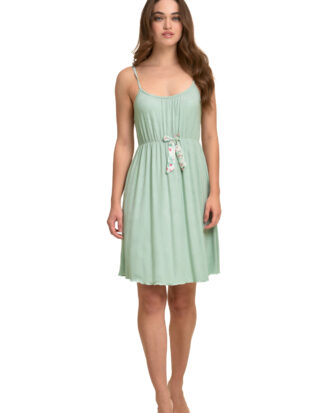 Ραντάκι νυχτικό ριπ Primavera μονόχρωμο βισκόζ M186 βεραμάν