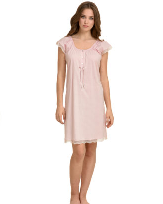 Primavera νυχτικό ζαπονέ. Νυχτικό ως το γόνατο με ζαπονέ μανίκι με δαντέλα 100% βαμβάκι εμπριμέ M295