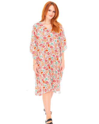 Βαμβακερό φόρεμα εμπριμέ oversized Billysfashion 25063 multicolor1