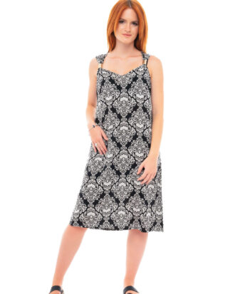 Βαμβακερό φόρεμα ποπλίνα χωρίς μανίκι εμπριμέ Billysfashion 25073-1 multi